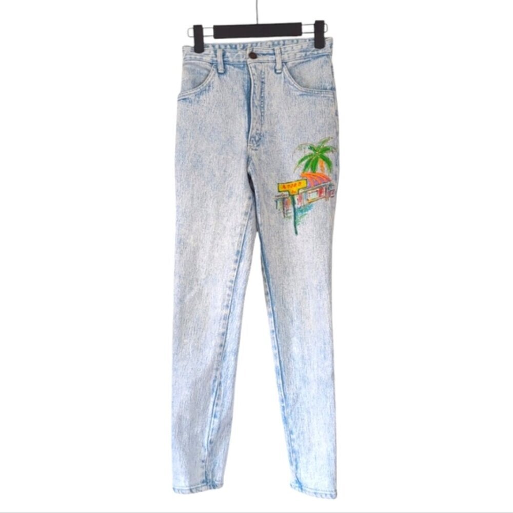 Vintage Upclycled Handpainted High Rise Mom Retro 90s 80s Rodeo Western Jeans 6